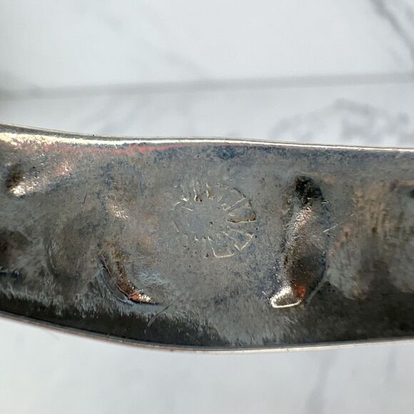 Vintage Taxco Mexico Silver Tone Abalone Shell Butterfly Child's Bangle ✨ - Picture 3 of 7